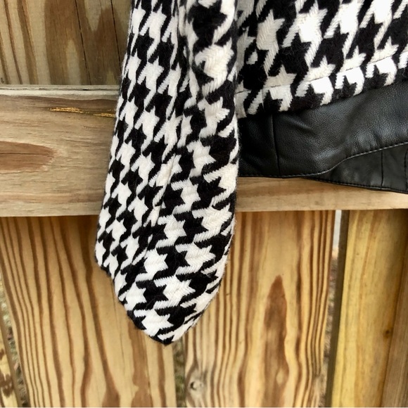 For Cynthia Houndstooth Jacket Coat Vegan Trim Sz.Medium - Picture 3 of 11